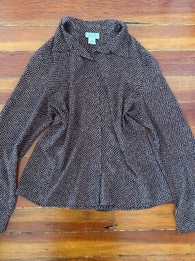 Ann Taylor LOFT Twee Long Sleeve Button Down Ditsy Print